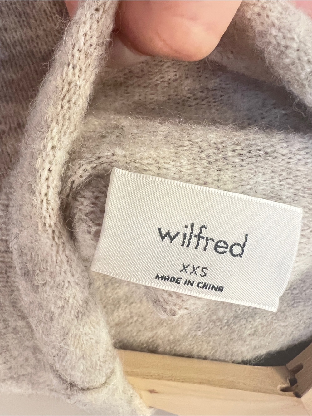 Wilfred XXS Alpaca Blend Tie Back Cropped Mock Neck Sweater Beige - Picture 6 of 8